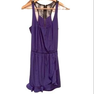 Aqua Sleeveless Dress Purple Black Lace Size Small